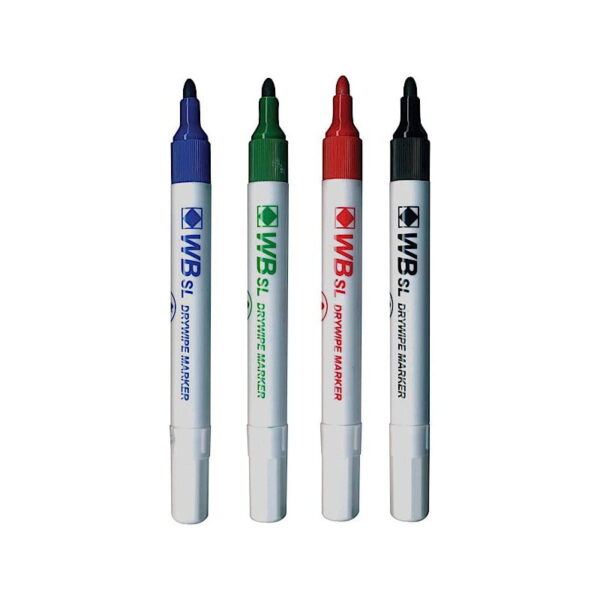 WB SL Drywipe Markers [Pack of 4 - Red, Blue, Green, Black]