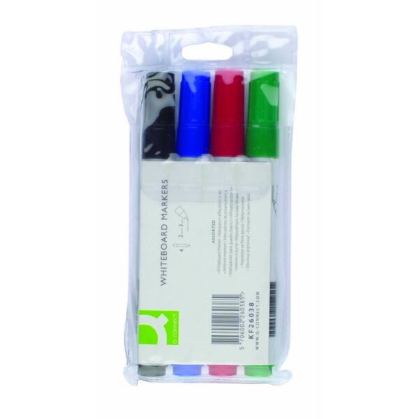 Q-Connect Assorted Dry-Wipe Marker Pens [Pack of 4]