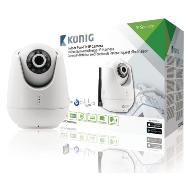 Konig Pan-Tilt WiFi IP Camera Remote Surveillance & Motion Detection - Black