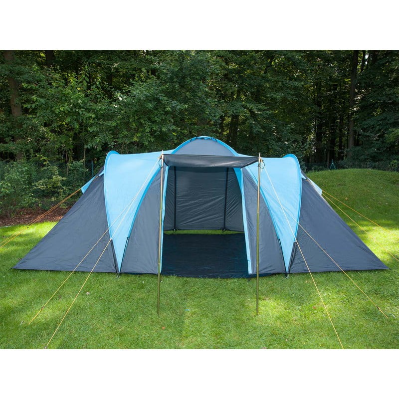 Blue Skandika Hammerfest Family Dome Tent with 2 Sleeping Cabins 4-Person 200 cm Peak Height 