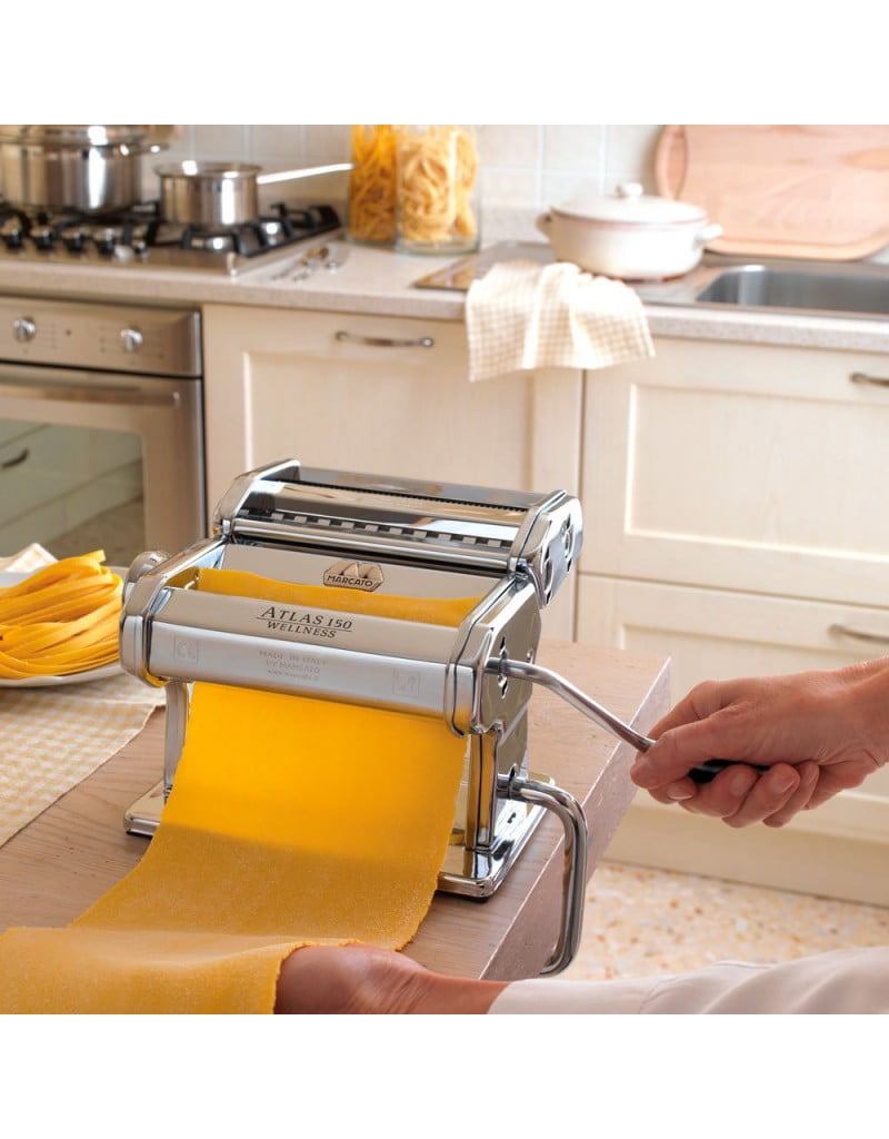 Marcato Atlas 150 Wellness Pasta Machine, 2 Rollers For Fettuccini