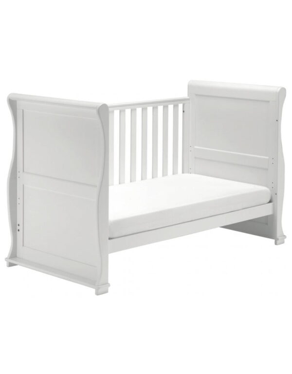 East Coast Alaska Cot Sleigh Bed With Mothercare Mattress 140 x 70 Adjustable Height, 0 - 7 years