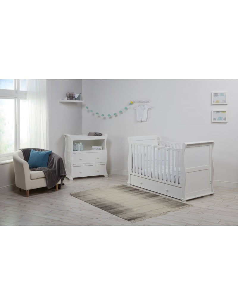 East Coast Alaska Cot Sleigh Bed With Mothercare Mattress 140 x 70