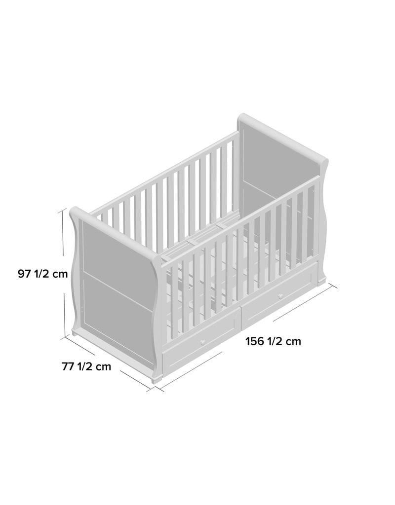 East Coast Alaska Cot Sleigh Bed With Mothercare Mattress 140 x 70