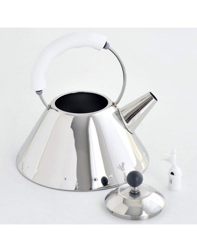 Alessi 9093 Stove Top Whistling Bird Kettle by Michael Graves White