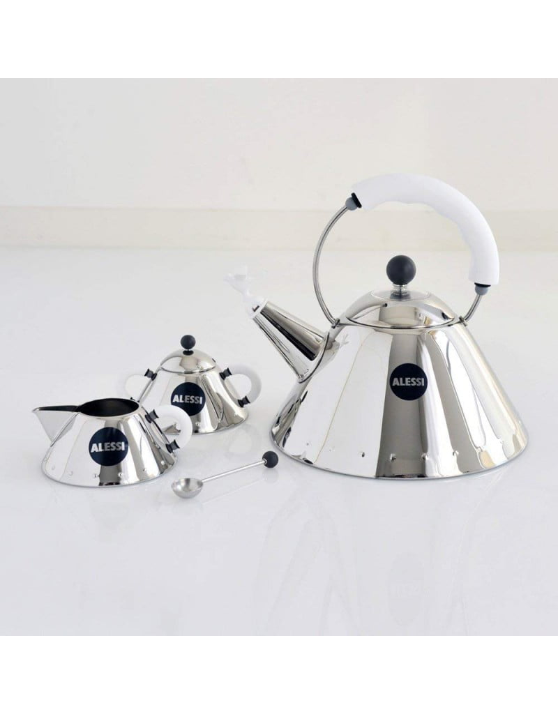 Alessi 9093 Stove Top Whistling Bird Kettle by Michael Graves White