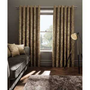 Studio G - Naples Velvet - Gold - Eyelet Curtains - 66x90"/168x229cm