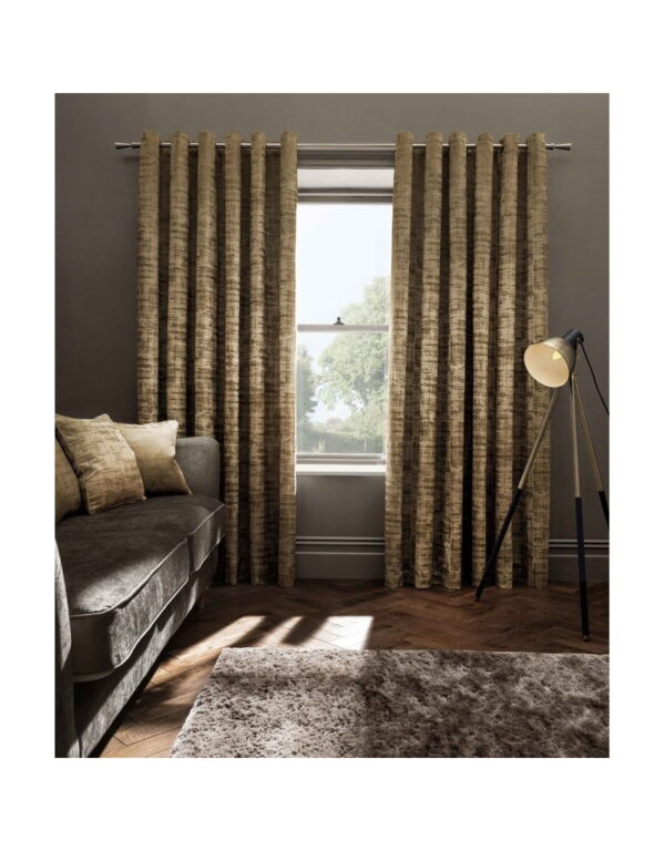 Studio G - Naples Velvet - Gold - Eyelet Curtains - 66x90"/168x229cm