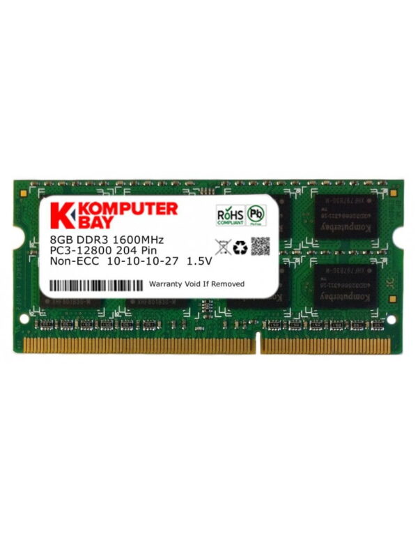 Komputerbay 8GB DDR3 PC3-12800 1600MHz SODIMM 204-Pin Laptop Memory 10-10-10-27 1.5V