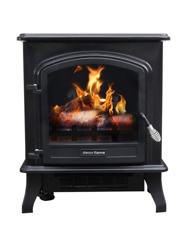 1500W Decor Flame Infrared Stove Heater, QCIH413-GBKP, 17.5"W, Matte black