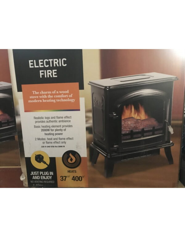 1500W Decor Flame Infrared Stove Heater, QCIH413-GBKP, 17.5"W, Matte black