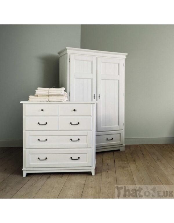 Laura Ashley Devon White 2 Door Wardrobe - Solid Wood, Painted