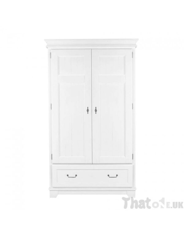 Laura Ashley Devon White 2 Door Wardrobe - Solid Wood, Painted