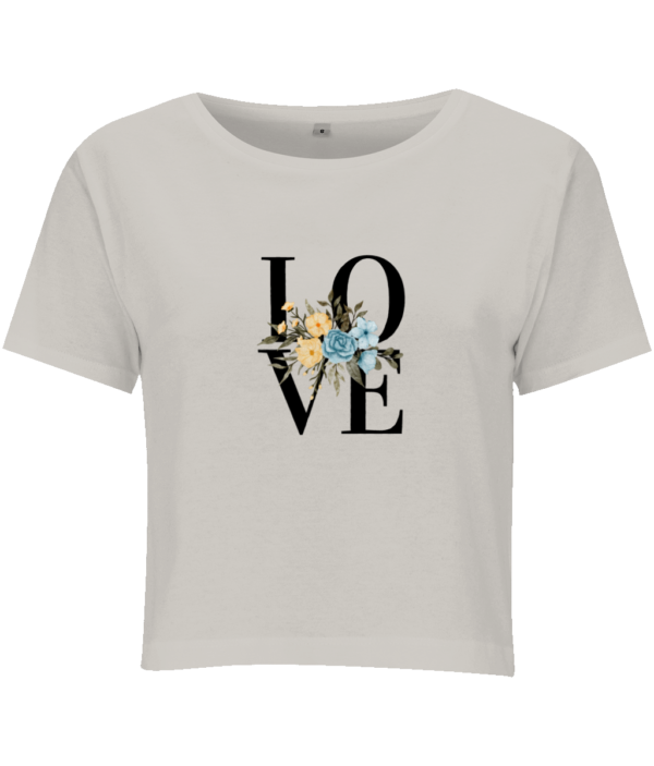 Ladies Cropped Tee - Love Flower T-shirt