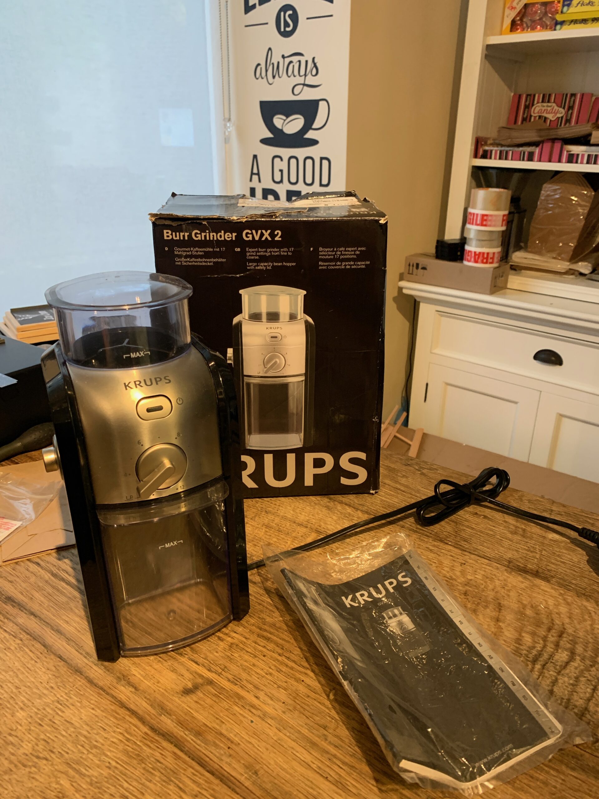 Krups GVX231 Expert Burr Grinder, Black/Silver ThatOne.UK